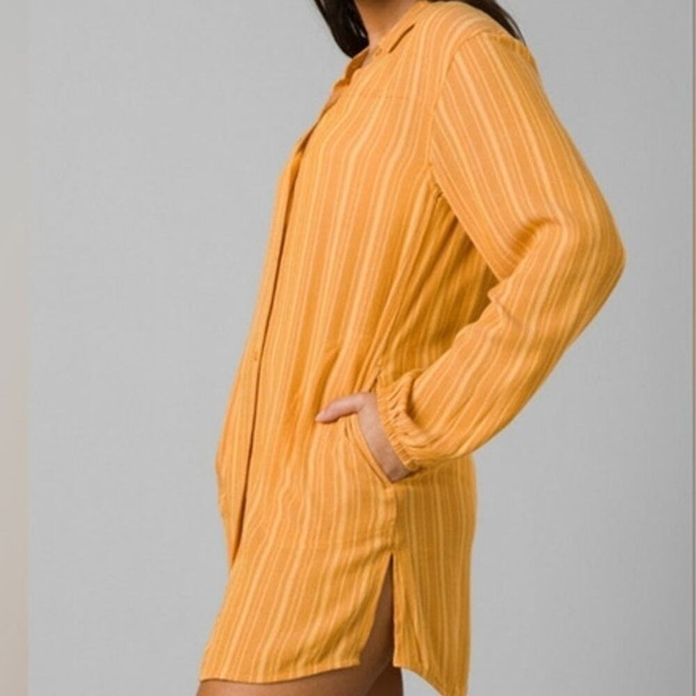 Prana Womens Striped Fernie Shirt Sz M Airy Sustainable Beachy Granola Girl Gorp